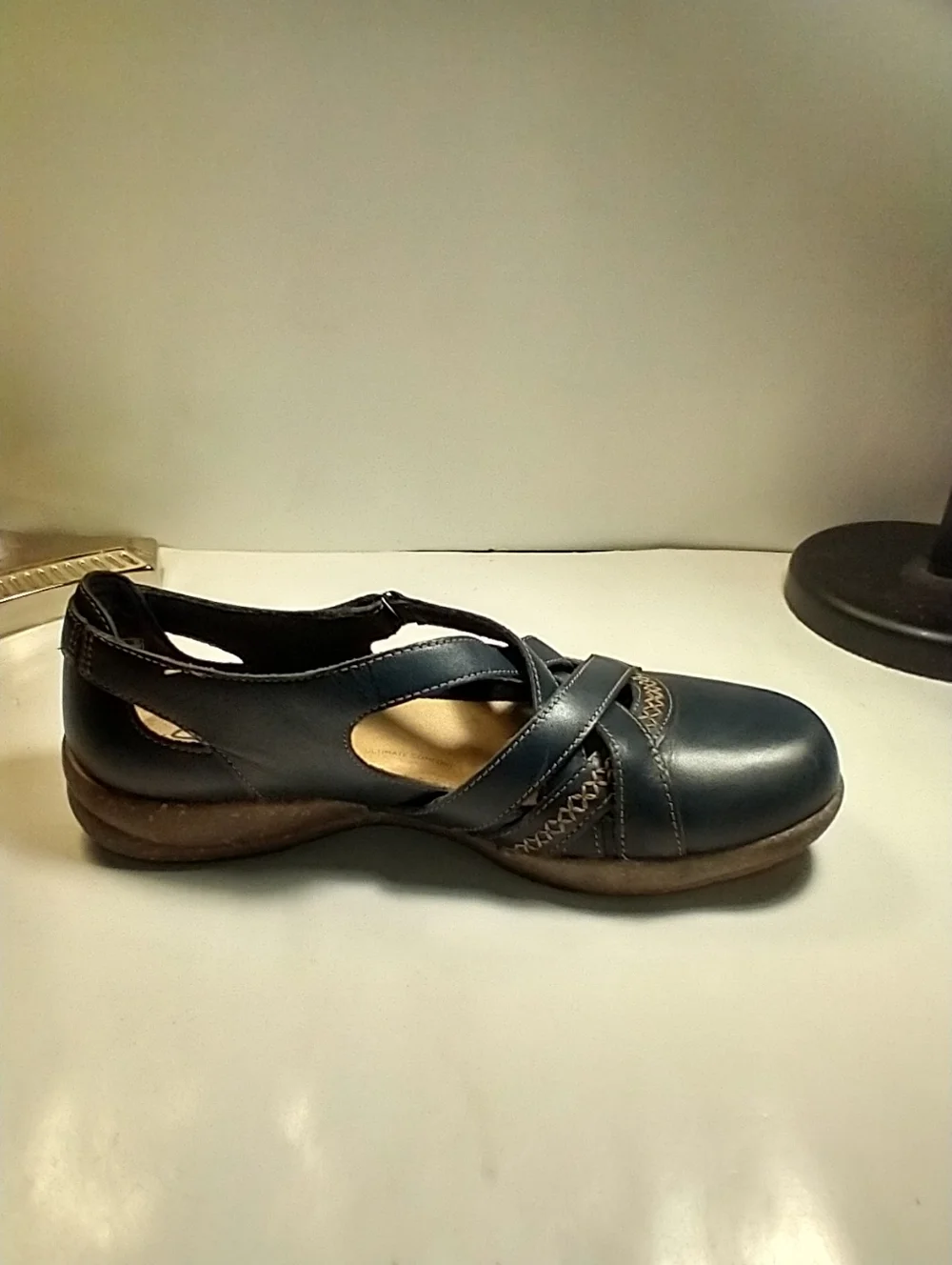 Clarks Roseville Step Mary Jane Blue Leather Comfort Flats Women's sz 9.5M.